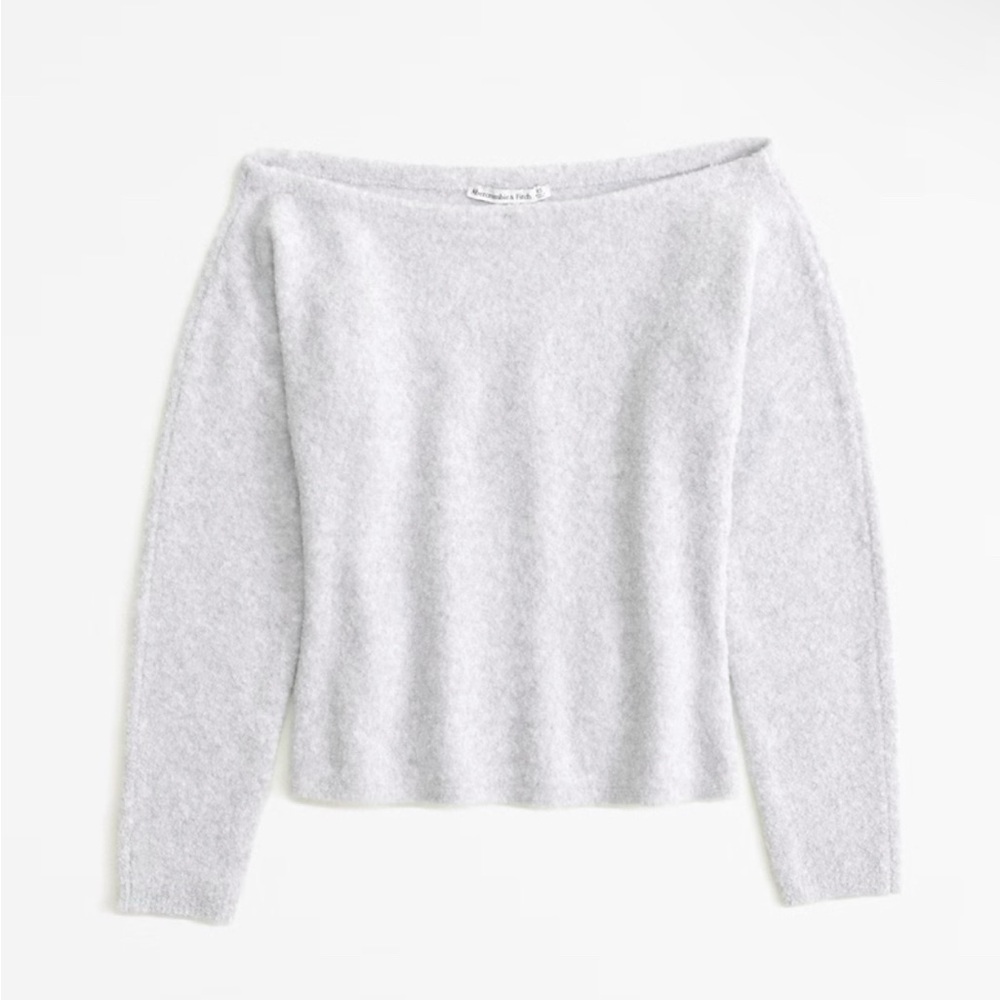 Boucle off the shoulder sweater